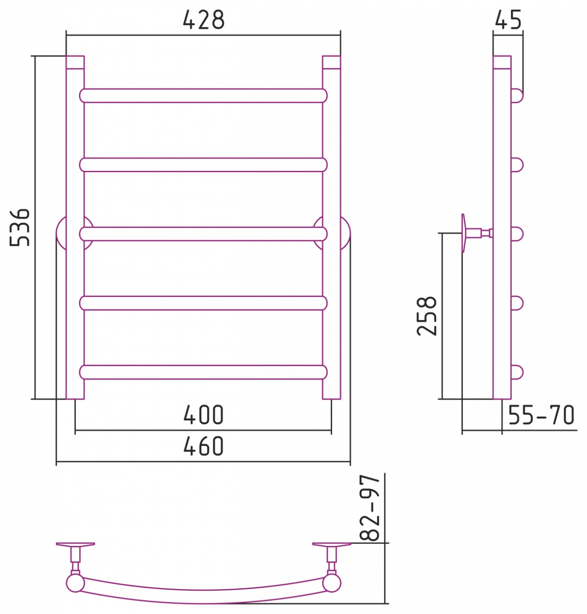 Полотенцесушитель водяной Стилье Универсал-50 600x400