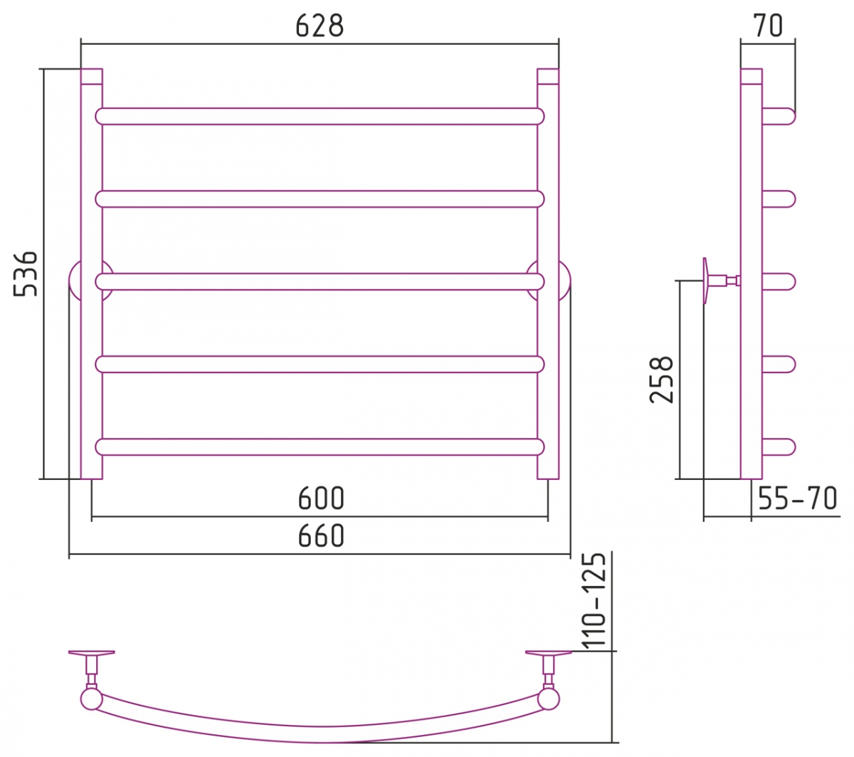 Полотенцесушитель водяной Стилье Универсал-50 600x600