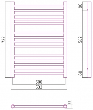 Полотенцесушитель комбинированный Сунержа Богема-ПРОФИ прямой 800x500. 00-5102-8050